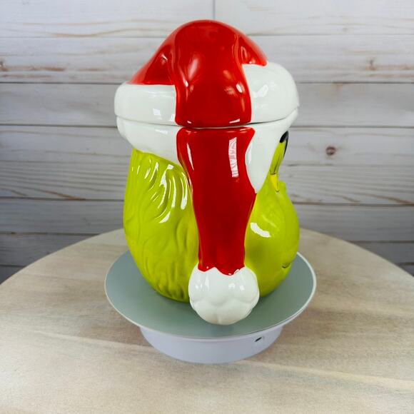 Dr. Seuss The Grinch 65th Anniversary Ceramic Cookie Jar 9” Santa Hat NEW - Picture 9 of 13